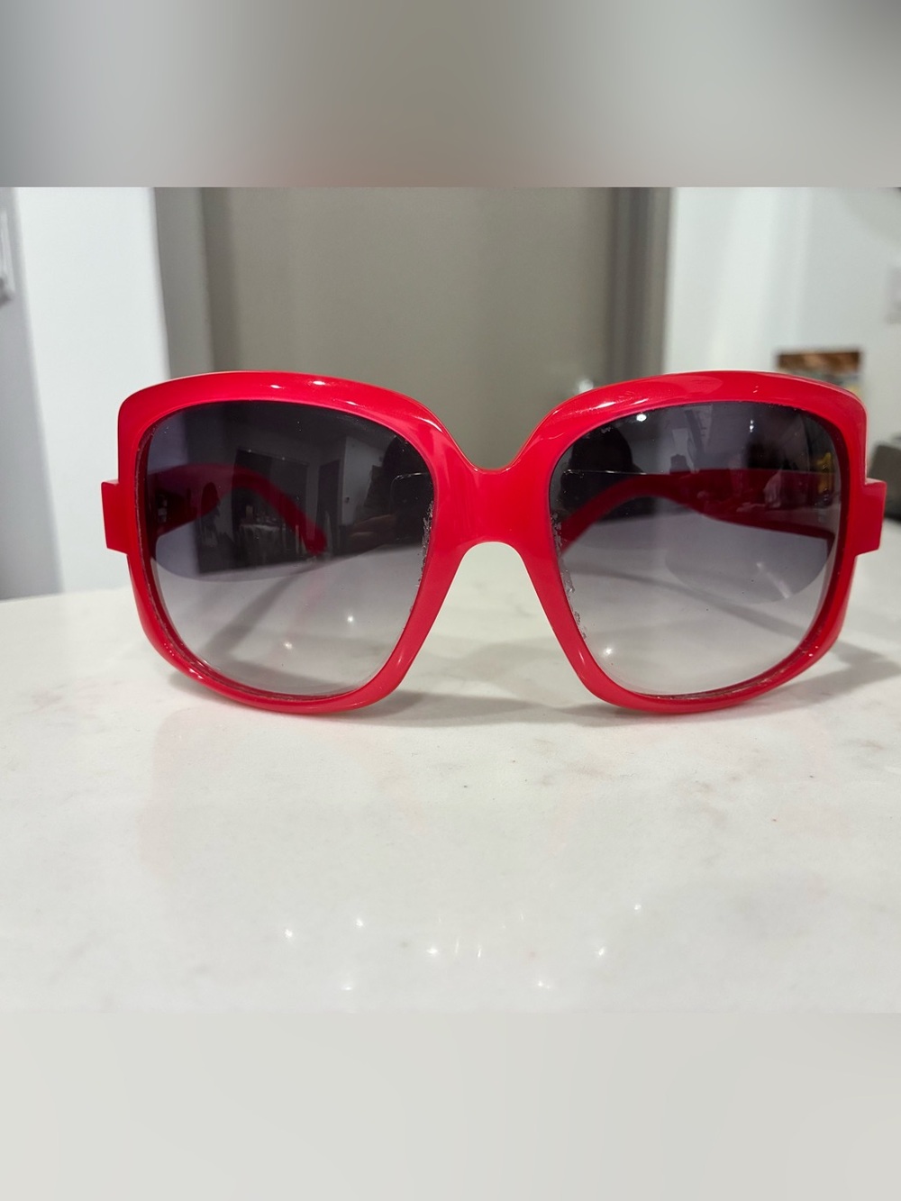 Dior Vintage Red Oversized Women's Sunglasses